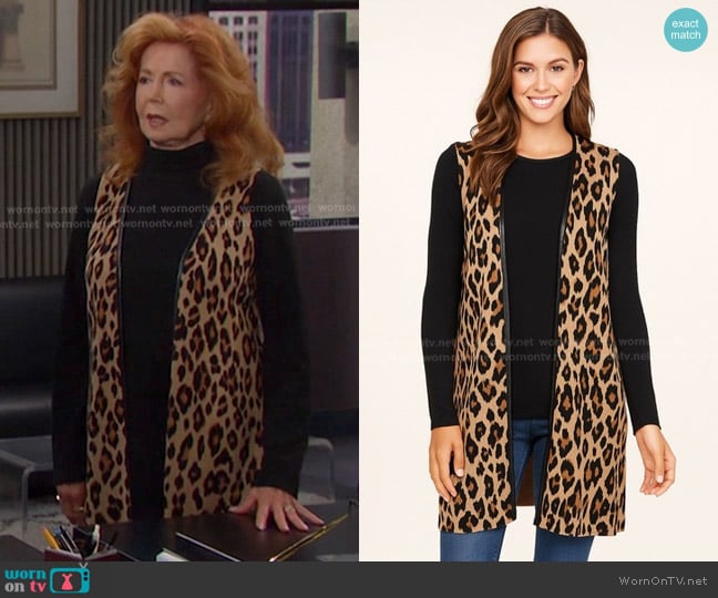 Chico's Leopard Print Cardigan Vest worn by Maggie Horton (Suzanne Rogers) on Days of our Lives