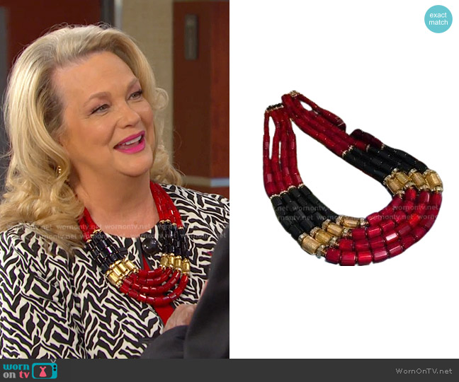 Chico's Strand Short Bead Statement Necklace worn by Anna DiMera (Leann Hunley) on Days of our Lives