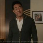 Chimney’s black zip jacket on 9-1-1