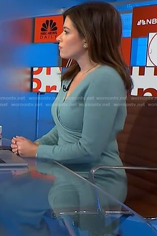Chloe Melas’s blue wrap sweater dress on NBC News Daily