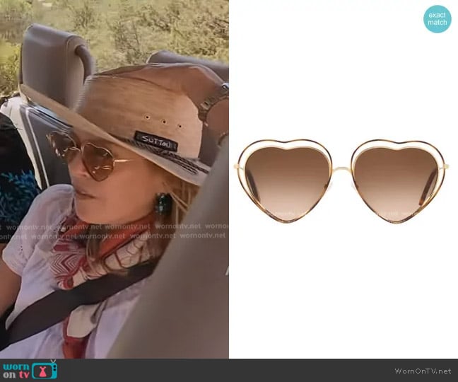 Chloe Poppy Heart Shaped Sunglasses worn by Sutton Stracke on The Real Housewives of Beverly Hills
