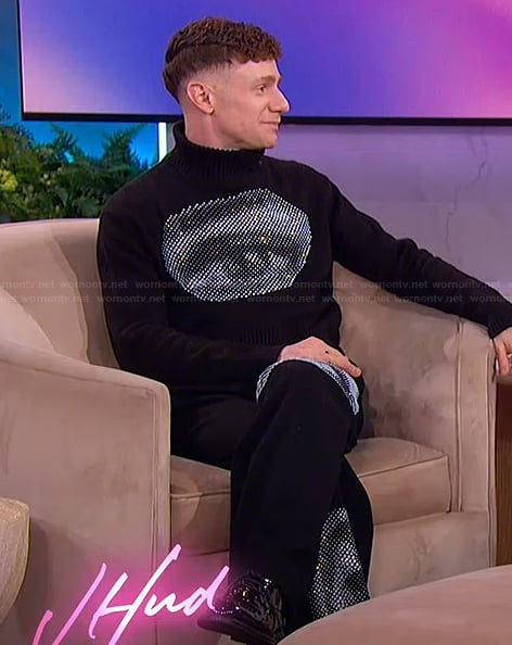 Chris Perfetti's black eye sequin embellished sweater on The Jennifer Hudson Show