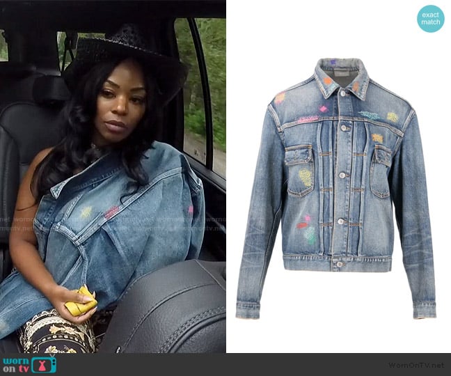 Christian Dior Boro Denim Jacket worn by Keiarna Stewart on The Real Housewives of Potomac