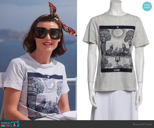 Christian Dior Vintage Print T-Shirt worn by Bronwyn Newport on The Real Housewives of Salt Lake City