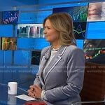 Christine Romans' grey velvet suit on NBC News Daily
