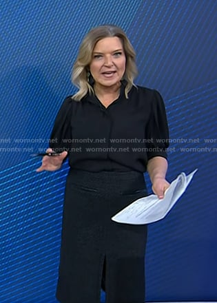 Christine’s black puff sleeve blouse and tweed skirt on Today