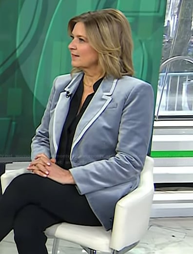 Christine’s blue contrast velvet blazer on Today