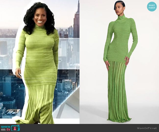 Christopher John Rogers  Turtleneck Ribbed Knit Maxi Dress worn by Sheinelle Jones on Today