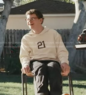 Christopher’s white 21 print hoodie on 9-1-1