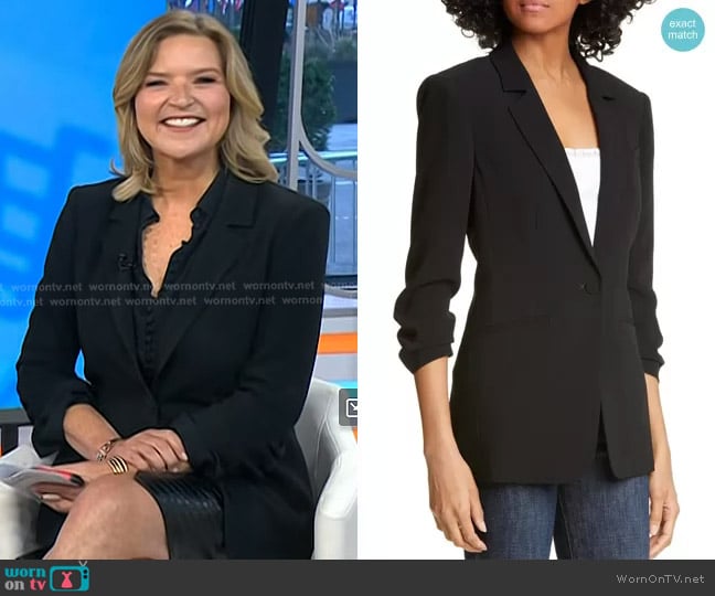 Cinq a Sept Khloe Ruched Sleeve Blazer worn by Christine Romans on Today