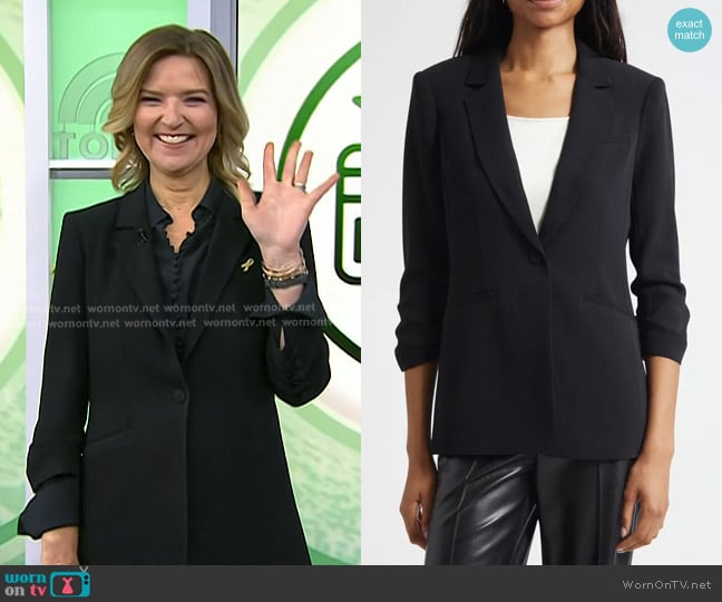 Cinq a Sept Khloe Ruched Sleeve Blazer worn by Christine Romans on Today