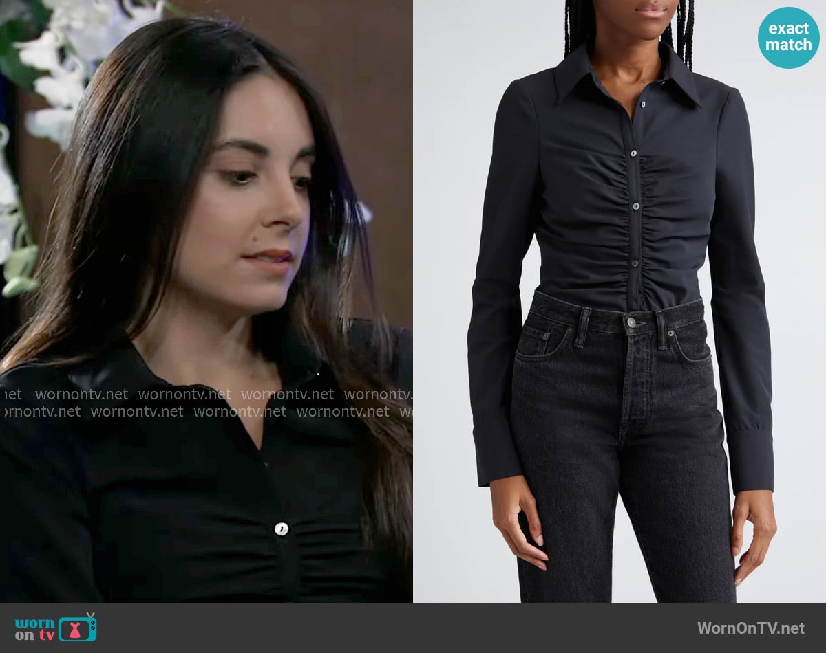 Cinq a Sept Sienna Ruched Shirt worn by Molly Lansing-Davis (Kristen Vaganos) on General Hospital