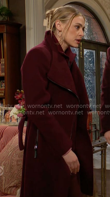 Claire’s burgundy coat on The Young and the Restless