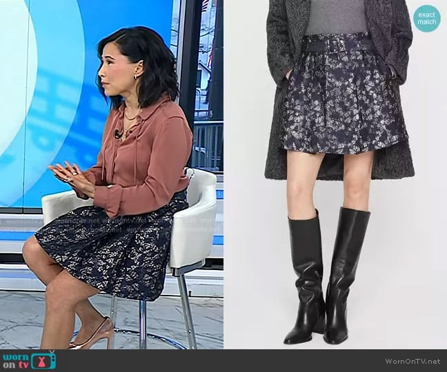 Club Monaco Brocade Mini Skirt worn by Vicky Nguyen on Today
