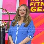 Jacqueline’s blue contrast trim cardigan and mini skirt on Today