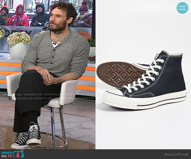 Converse Chuck Taylor All Star 70 High-top Sneakers worn by Sam Claflin on Today