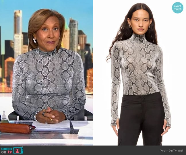Coperni Snakeskin Printed Turtleneck worn by Robin Roberts on Good Morning America