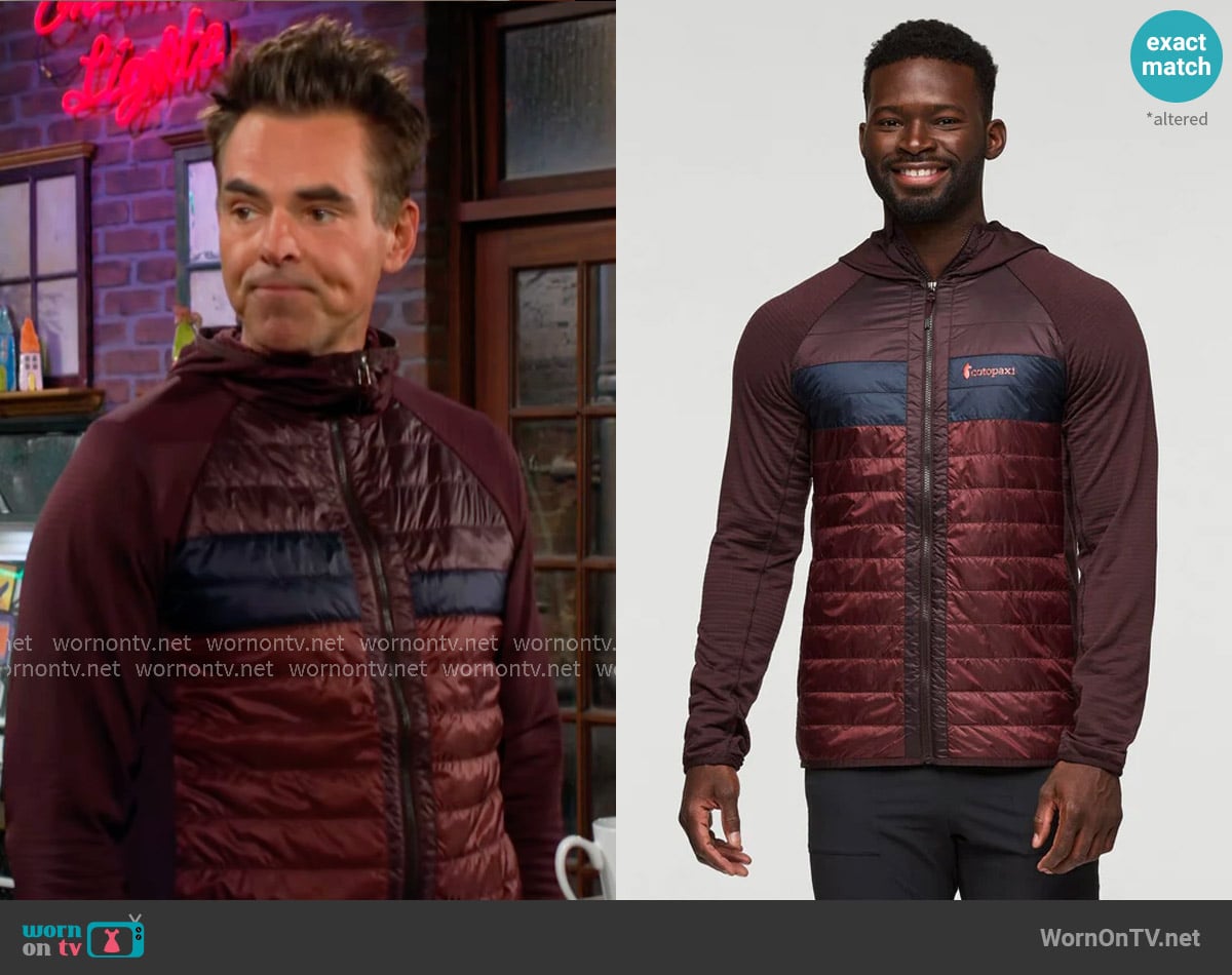 Cotopaxi Capa Hybrid Insulated Hooded Jacket worn by Billy Abbott (Jason Thompson) on The Young and the Restless