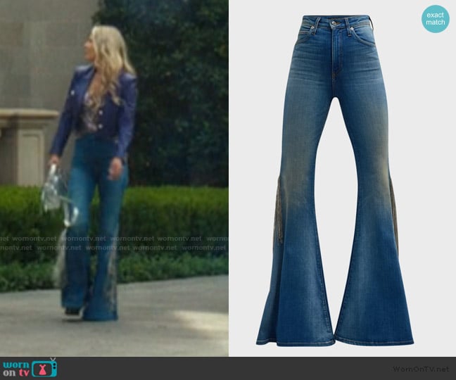 Cout De La Liberte Heidi Embellished Super High-Rise Bell Bottom Jeans worn by Angela Norris (Ali Larter) on Landman