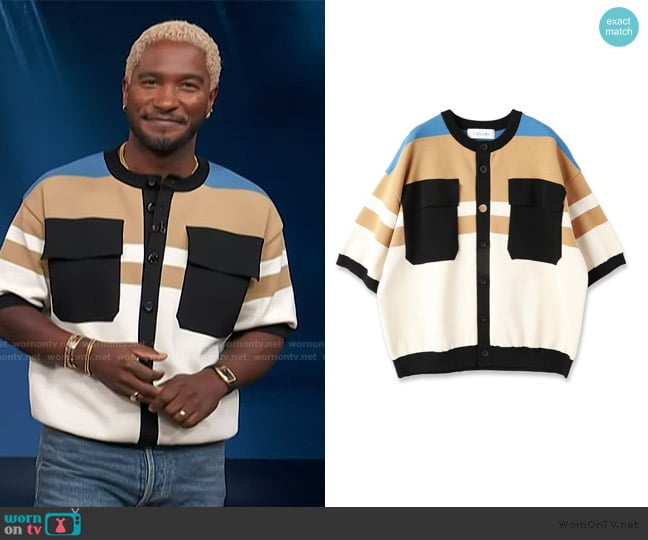 Cullni Short Sleeve Jacket worn by Scott Evans on Access Hollywood