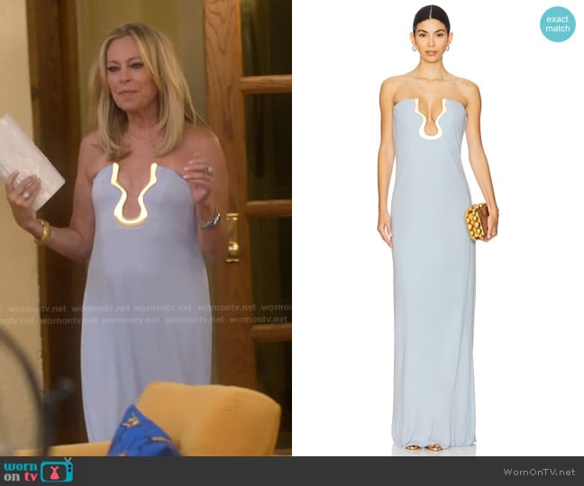 Cult Gaia Abril Gown in Coastal worn by Sutton Stracke on The Real Housewives of Beverly Hills