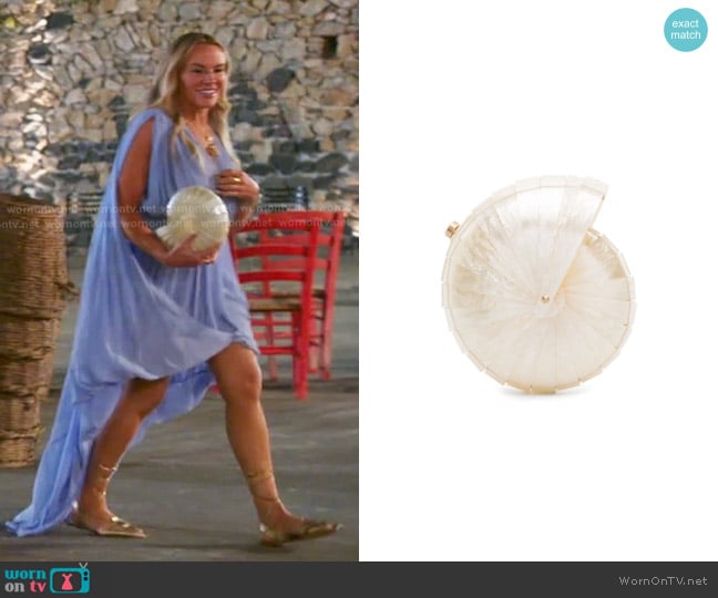 Cult Gaia Sirena Shell Clutch Bag worn by Heather Gay on The Real Housewives of Salt Lake City