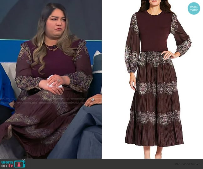 Jessica's burgundy floral dress on Tamron Hall Show