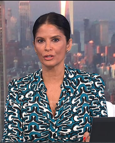 Darlene's blue printed button down dress on Today