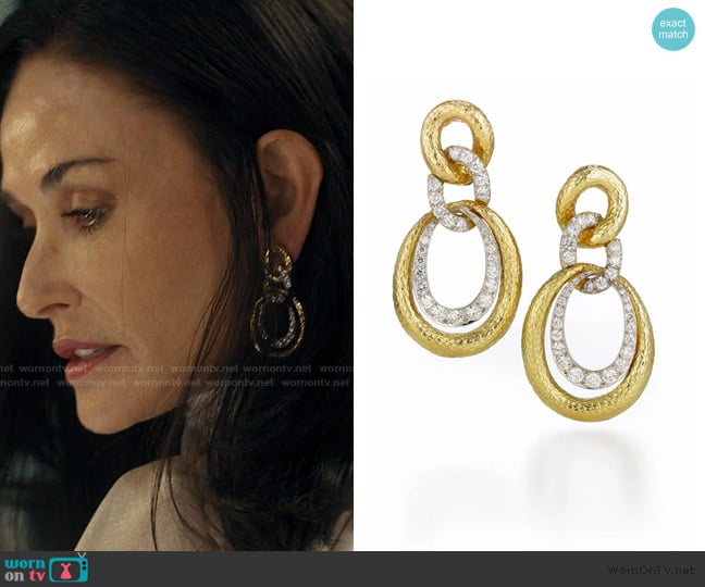 David Webb Madison Twisted Double Oval Hoop Earrings worn by Cami Miller (Demi Moore) on Landman
