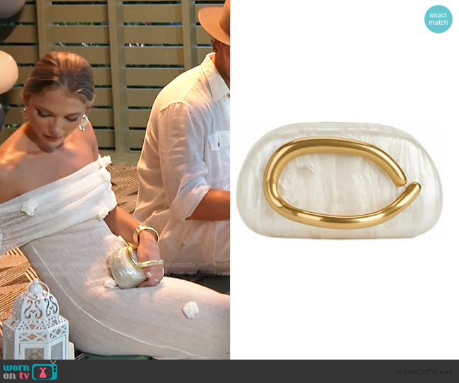 Debimy Acrylic Clutch Box Metal Handle Evening Bag worn by Charley Manley on Southern Charm