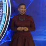 Deja Vu’s burgundy mini dress on Live with Kelly and Mark