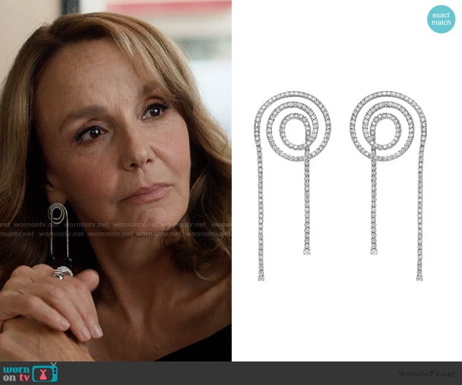 Delfina Delettrez Double Loop tennis earrings worn by Sylvie (Philippine Leroy-Beaulieu) on Emily in Paris