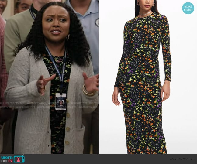 Desigual Slim Floral Dress worn by Janine Teagues (Quinta Brunson) on Abbott Elementary