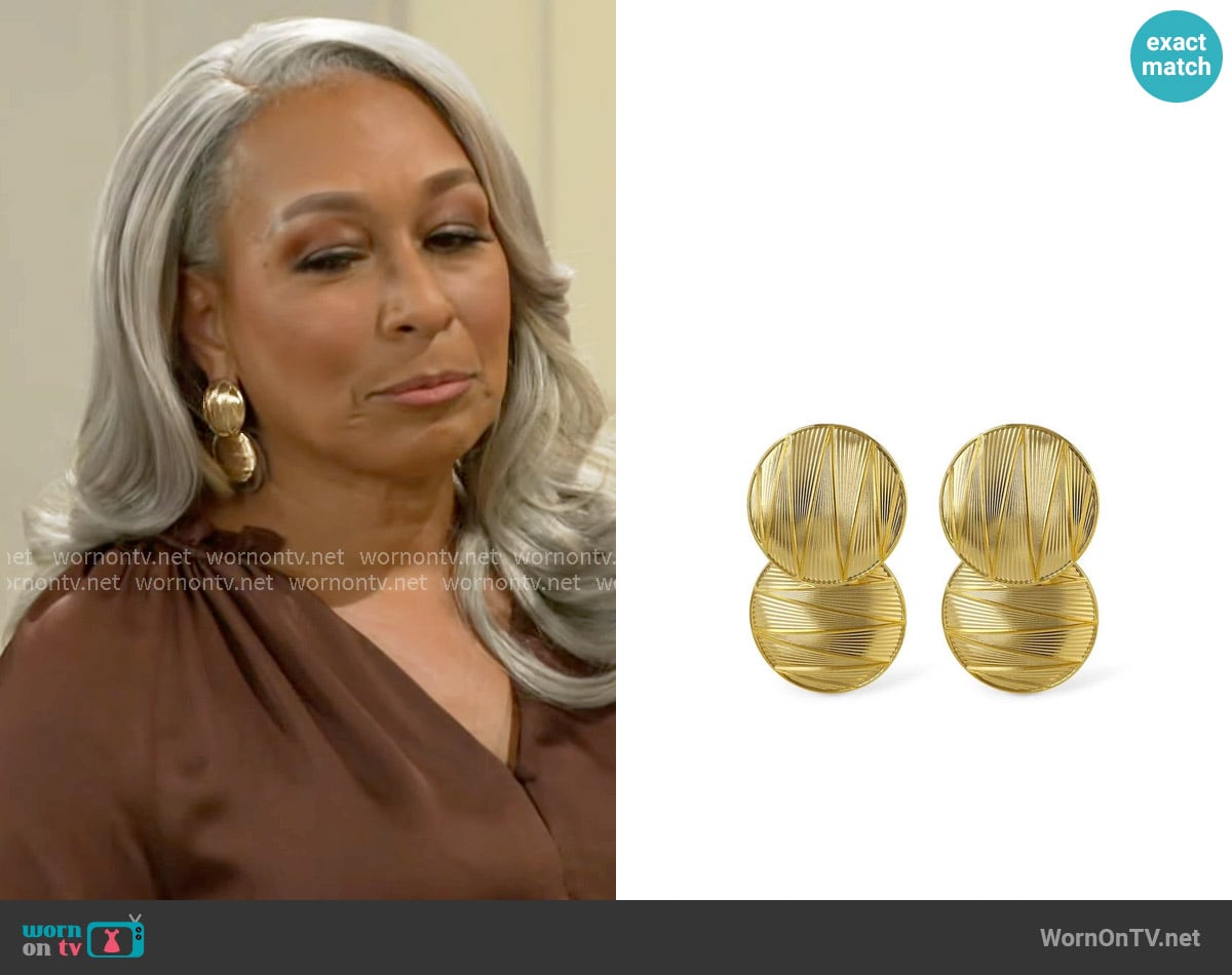 Destree Sonia Geometric Stud Earrings worn by Anita Dupree (Tamara Tunie) on Beyond the Gates