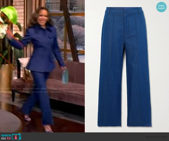 Destree Yoshitomo denim straight-leg pants worn by Sunny Hostin on The View