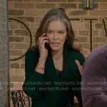 Diane’s dark green wrap sweater on The Young and the Restless
