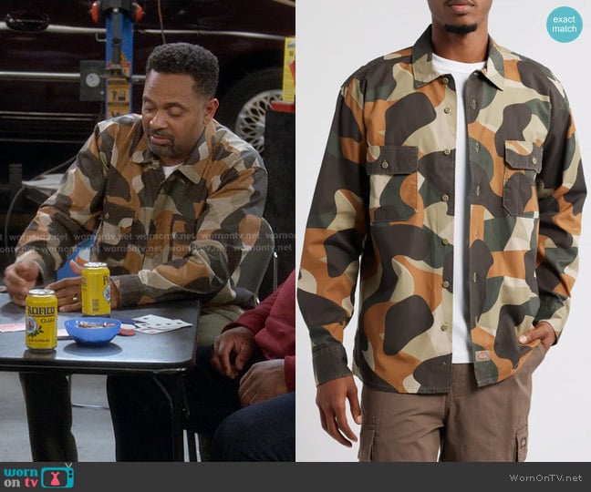 Dickies Camouflage Canvas Work Shirt worn by Bernard Upshaw (Mike Epps) on The Upshaws