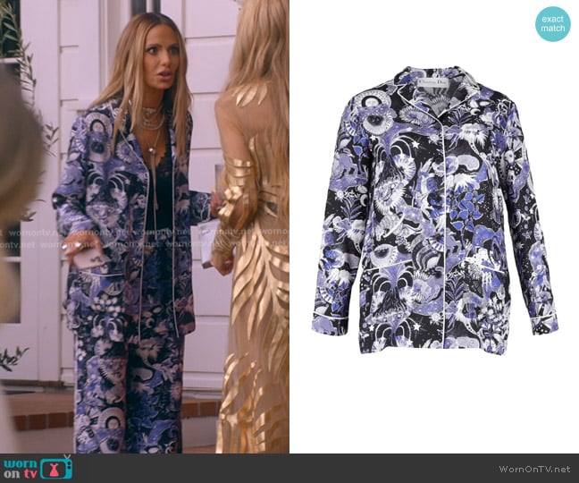 Dior Printed Silk Pajama Shirt worn by Dorit Kemsley on The Real Housewives of Beverly Hills
