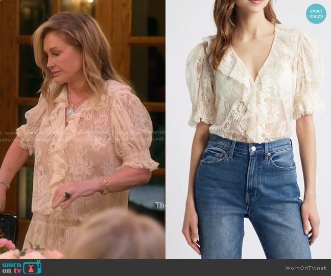 Doen Henri Lace Top worn by Kathy Hilton on The Real Housewives of Beverly Hills