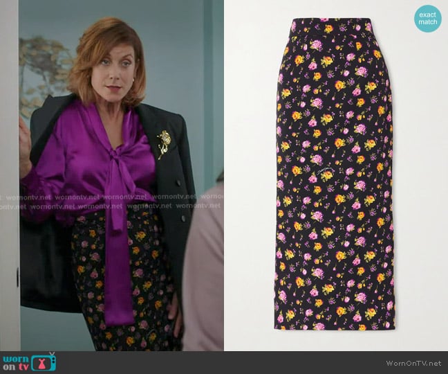 Dolce & Gabbana Pleated Floral-print Silk-blend Charmeuse Midi Skirt worn by Addison Montgomery (Kate Walsh) on Greys Anatomy