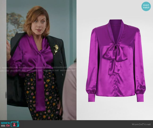 Dolce & Gabbana Satin Shirt with Pussy-bow worn by Addison Montgomery (Kate Walsh) on Greys Anatomy