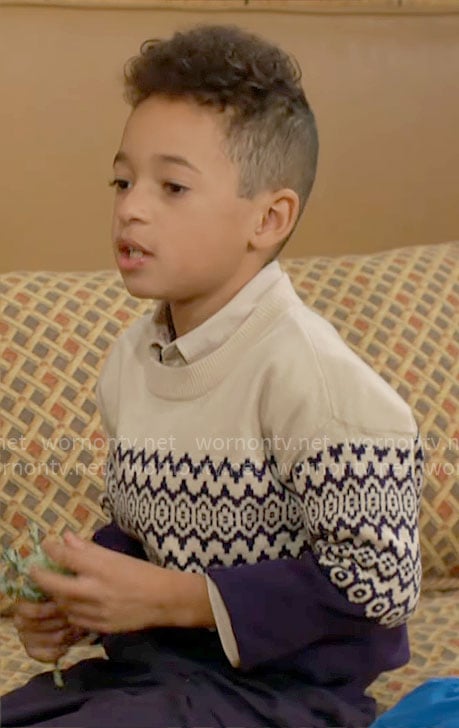 Dominic’s fair isle print sweater on The Young and the Restless