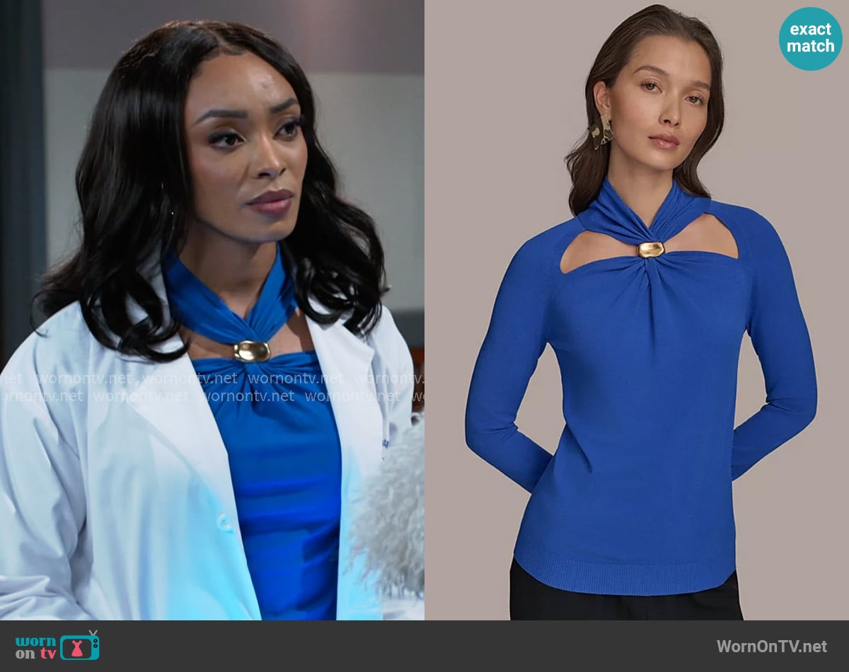 Donna Karan Cutout Long-Sleeve Sweater worn by Madison Montgomery (Kenjah) on Beyond the Gates