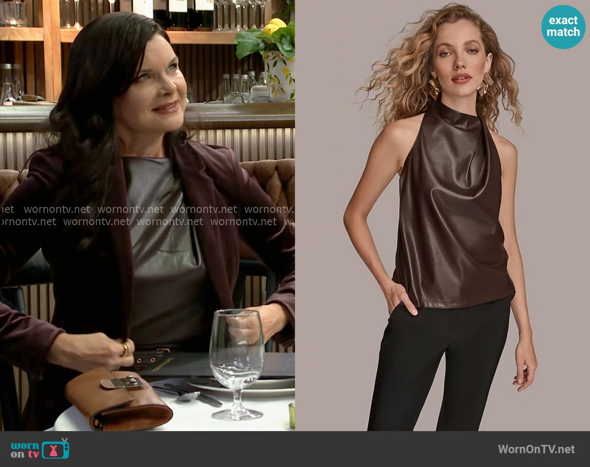 Katie’s brown leather top on The Bold and the Beautiful
