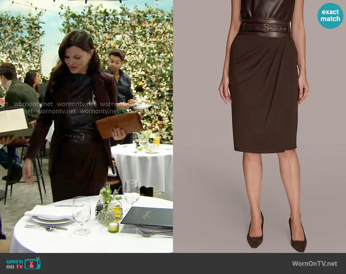 Katie’s brown belted skirt on The Bold and the Beautiful