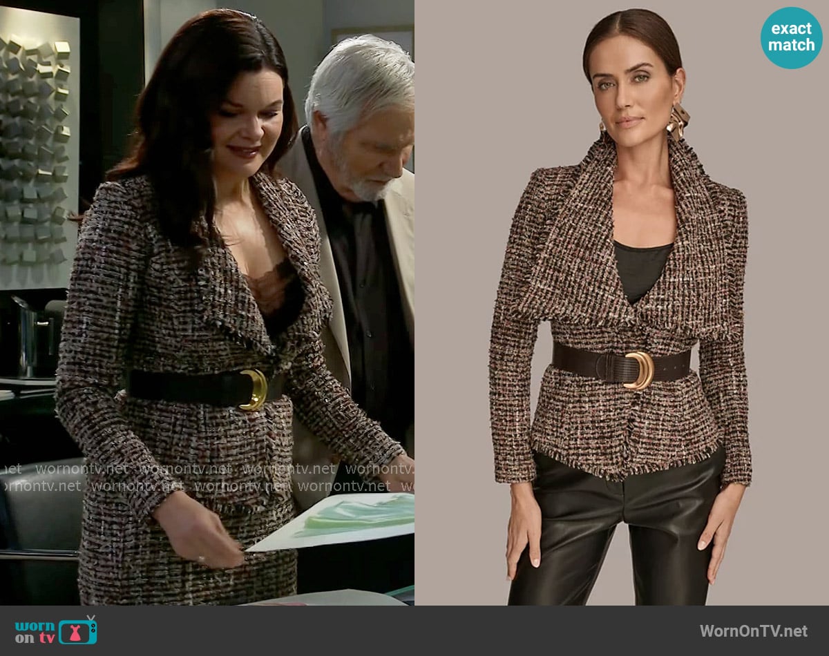 Katie’s tweed belted jacket on The Bold and the Beautiful