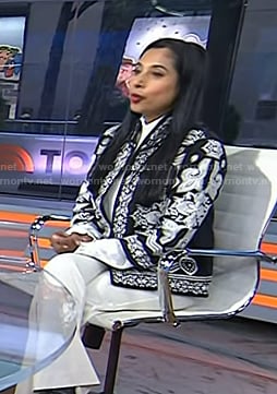 Dr. Roshini Raj’s black embroidered jacket on Today