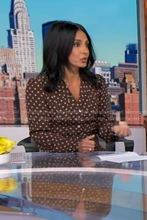 Dr. Tara Narula’s brown floral shirtdress on Good Morning America
