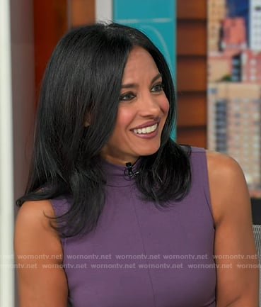 Dr. Tara Narula's purple mock neck sleeveless dress on Good Morning America