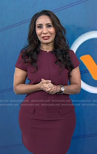 Dr. Taz Bhatia’s burgundy short sleeve mini dress on Today
